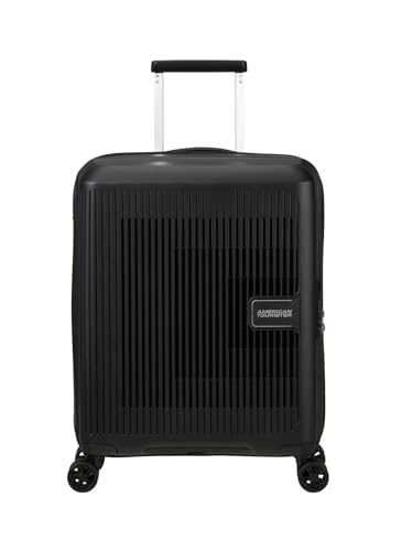 American Tourister Aerostep - Spinner S, Bagaglio a Mano Espandibile, 55 cm, 36/40 L, Nero (Black) - Design e materiali
