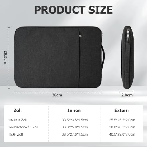 Flintronic Custodia per Laptop da 14 Pollici, Sleeve per Laptop, Impermeabile Custodia Borsa Custodia Protettiva Compatibile con MacBook Pro/Acer/Dell/Lenovo/HP/Samsung/Sony/Asus, 14 Pollici -Nero - Prova pratica