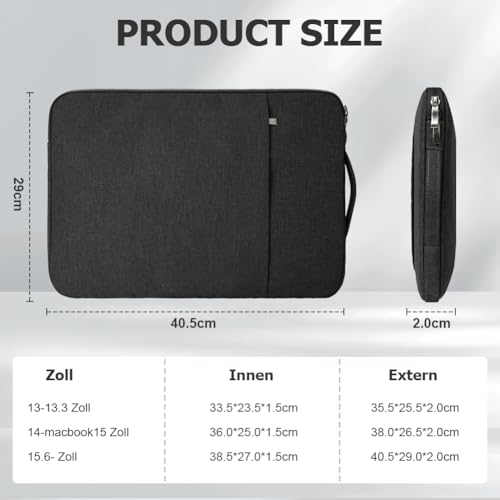 Flintronic Custodia per Laptop da 15,6 Pollici, Sleeve per Laptop, Impermeabile Custodia Borsa Custodia Protettiva Compatibile con MacBook Pro/Acer/Dell/Lenovo/HP/Samsung/Sony/Asus, 15,6 Pollici - Prova pratica