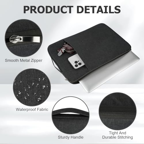 Flintronic Custodia per Laptop da 15,6 Pollici, Sleeve per Laptop, Impermeabile Custodia Borsa Custodia Protettiva Compatibile con MacBook Pro/Acer/Dell/Lenovo/HP/Samsung/Sony/Asus, 15,6 Pollici - Funzionalità e accessori