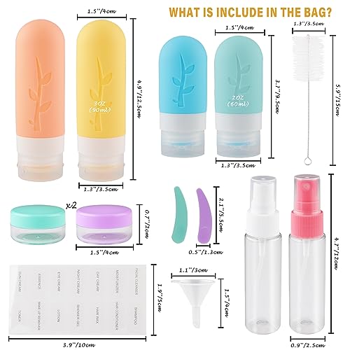 Mezzar Bottiglie da Viaggio in Silicone, Kit da Contenitori da Viaggio Flaconi da Viaggio Riutilizzabili per Shampoo, Liquidi and Lozione (Colore) - Prova pratica