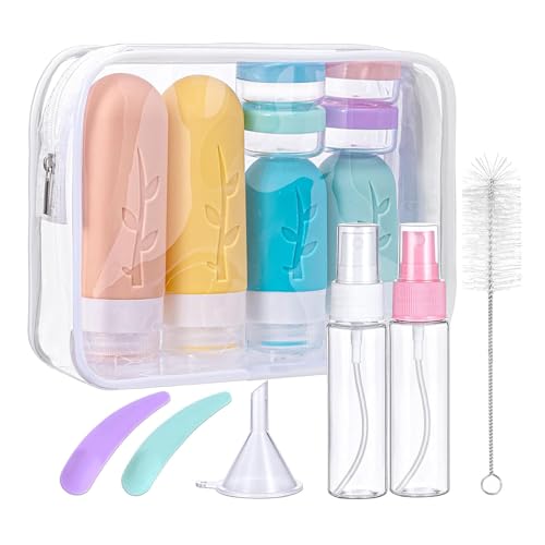 Mezzar Bottiglie da Viaggio in Silicone, Kit da Contenitori da Viaggio Flaconi da Viaggio Riutilizzabili per Shampoo, Liquidi and Lozione (Colore) - Design e materiali