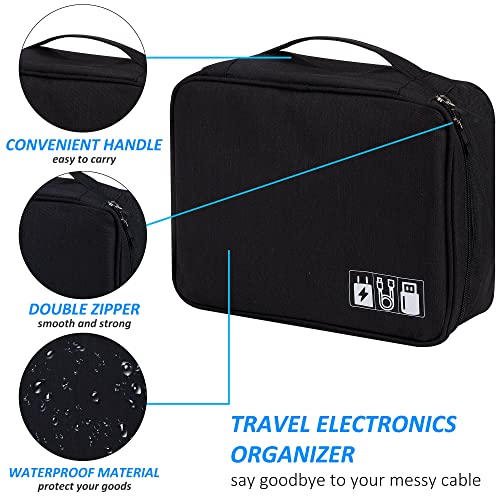 QIMEI-SHOP Borsa Accessori Elettronici Impermeabile Custodia per Elettronica Organizzatore Multifunzione per Cavi Disco Rigido Caricatore Portatile Tablet Nero - Funzionalità e accessori