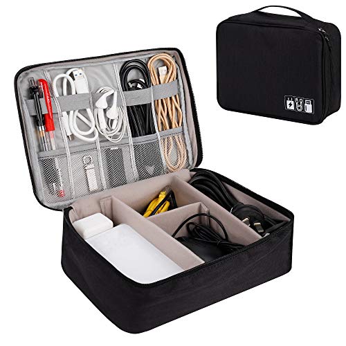 QIMEI-SHOP Borsa Accessori Elettronici Impermeabile Custodia per Elettronica Organizzatore Multifunzione per Cavi Disco Rigido Caricatore Portatile Tablet Nero - Design e materiali