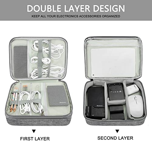 QIMEI-SHOP Borsa Accessori Elettronici Impermeabile Custodia per Elettronica Organizzatore Portatile Doppio Strato per Cavi Disco Rigido Caricatore Grigio 27 * 20 * 8 cm - Dettaglio recensione 4