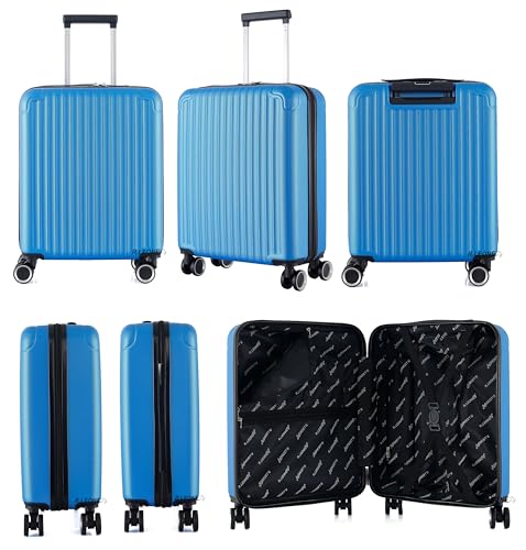 R.Leone Ryanair 55x40x20 cm Valigia Trolley Bagaglio a mano 4 Ruote in ABS Autonomo 999 (Nero, Valigia 55x40x20 cm) - Funzionalità e accessori