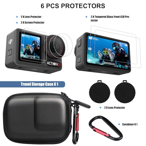 Veftsvy Mini Custodia per DJI OSMO Action 5 Pro/Action 4/Action 3, Accessori Portatili per il Trasporto, Custodia Rigida da Viaggio, con Copriobiettivo in Gomma & Pellicola Protettiva Schermo - Prova pratica