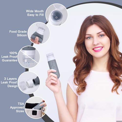 Zosenyer Kit Viaggio Liquidi, 16 Pezzi Contenitori da Viaggio in Silicone, Contenitori Accessori per Shampoo, Lotion e Cosmetici, Mini Size da Viaggio, Nero (Nero) - Prova pratica