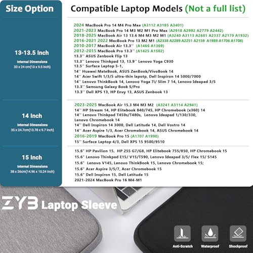 ZYB Custodie PC 15-15,6 Pollici Portatile, Custodia Computer Notebook 15.6 Pollici per 15.6 Laptop Lenovo Thinkpad Ideapad HP Dell Acer ASUS Chromebook 2019-2025 Mac Pro 16 M4 M3 M2 M1 Borsa-Nero - Prova pratica